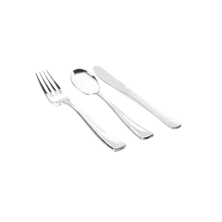 Silver Plastic Cutlery Set - 60 pcs