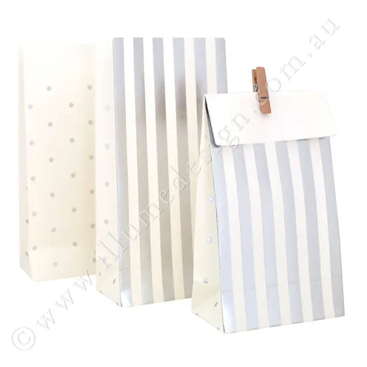 Silver Stripes & Dots - Treat Bag - (10pk)