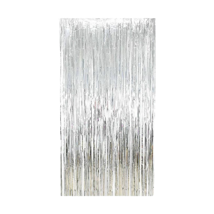 Silver Metallic Fringe Tinsel Curtain Backdrop