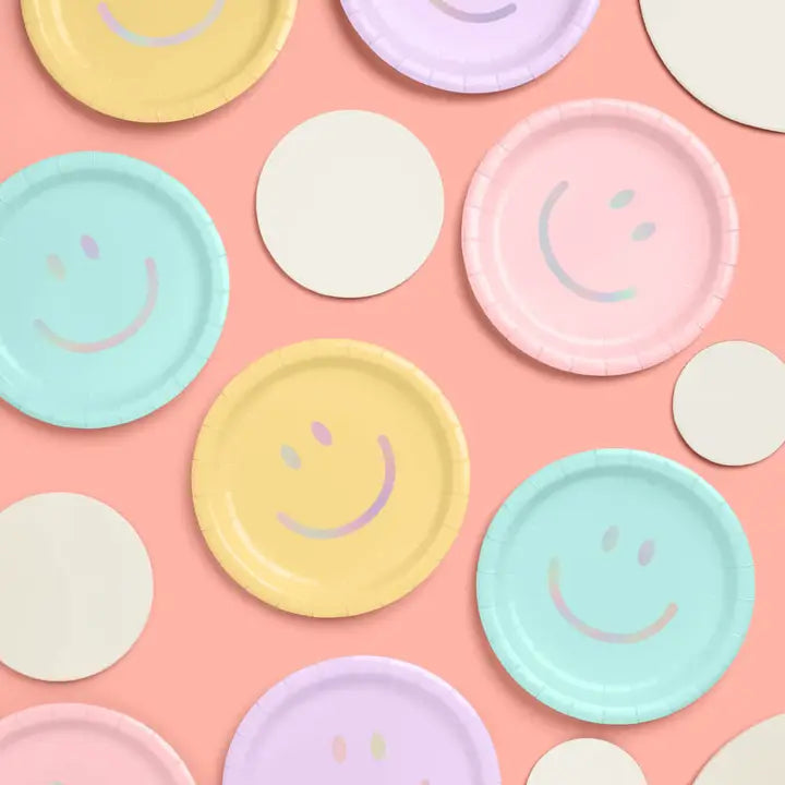 Pastel Smiley Large Dinner Plates