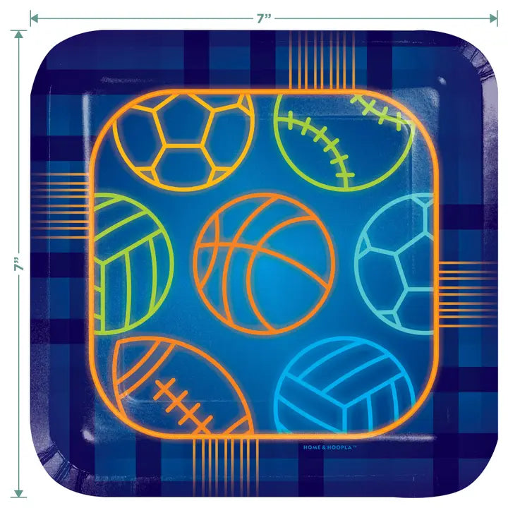 Blue Sports Theme Small Appetizer Dessert Plates