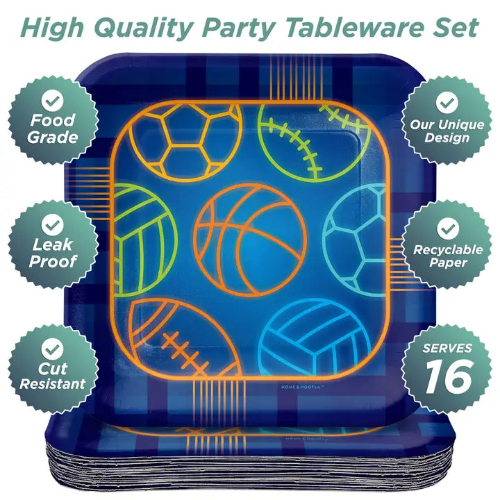 Blue Sports Theme Small Appetizer Dessert Plates