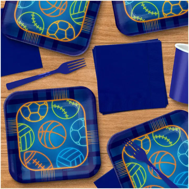 Blue Sports Theme Small Appetizer Dessert Plates