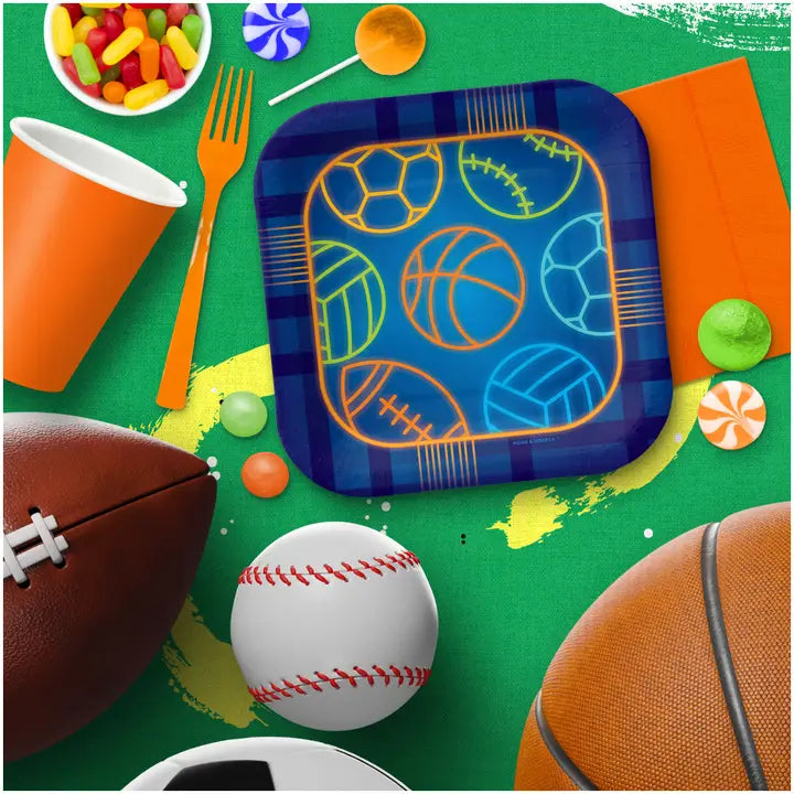 Blue Sports Theme Small Appetizer Dessert Plates