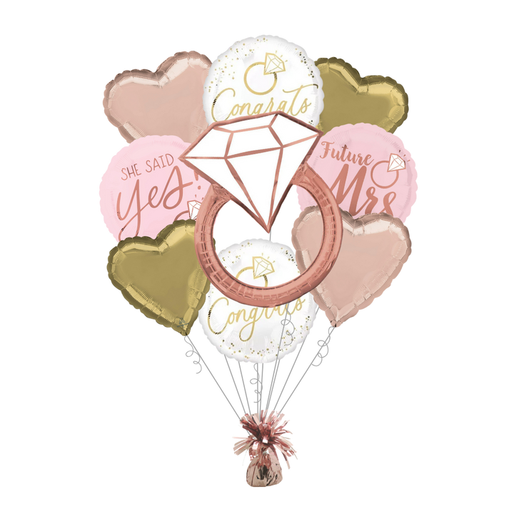 Premium Blush Engagement Foil Balloon Bundle with Balloon Weight