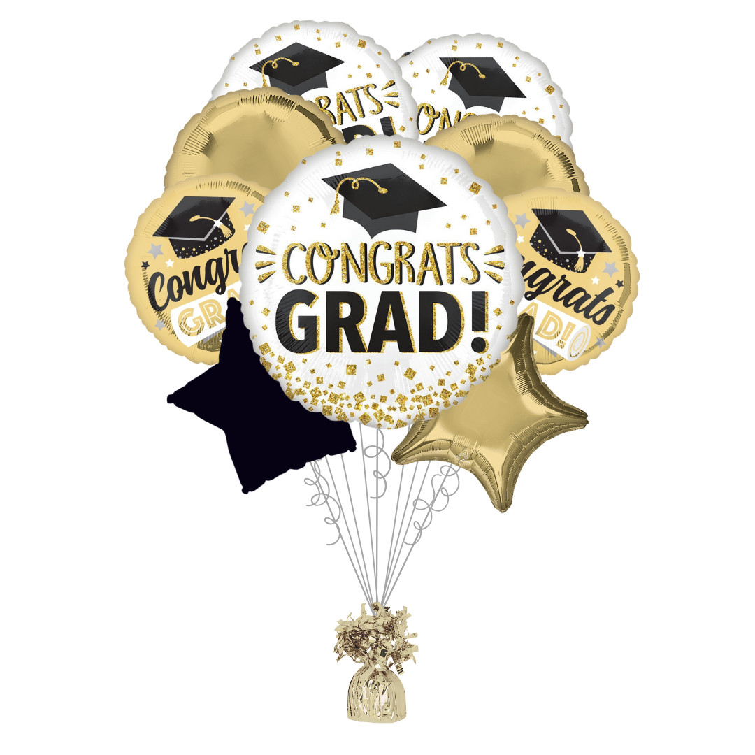 Gold Glitter Congrats Grad Balloon Bundle