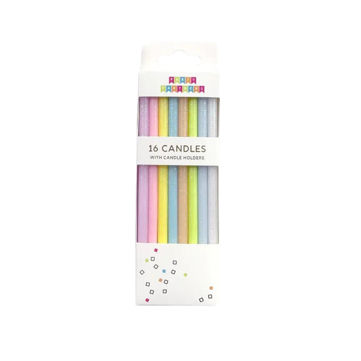 Tall Pastel Rainbow Gradient Candle Set - (16pk)