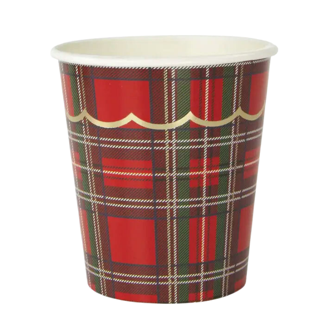 Red and Green Tartan Scallop Cups