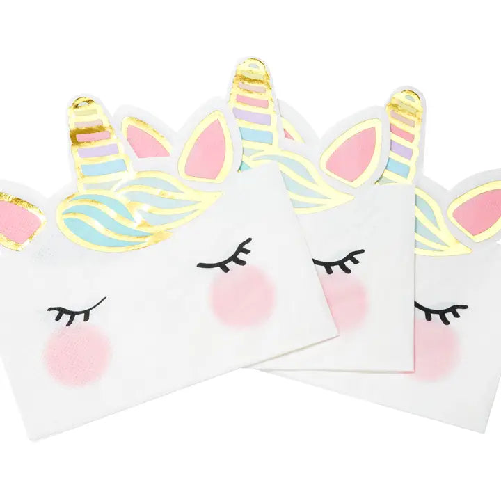 White and Pink Unicorn Face Dinner Napkins