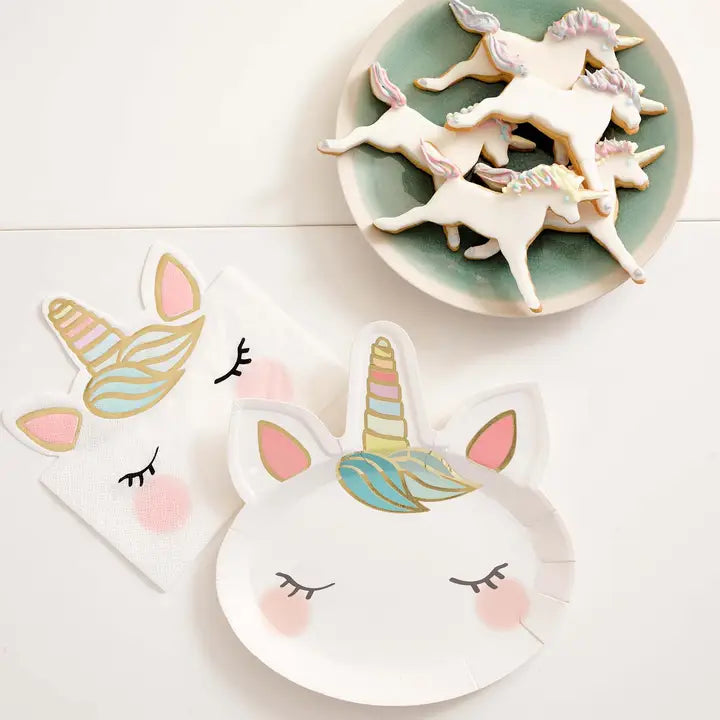 White and Pink Unicorn Face Dinner Napkins