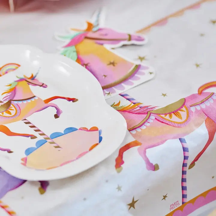 White Unicorn Fairy Princess Paper Table Cover