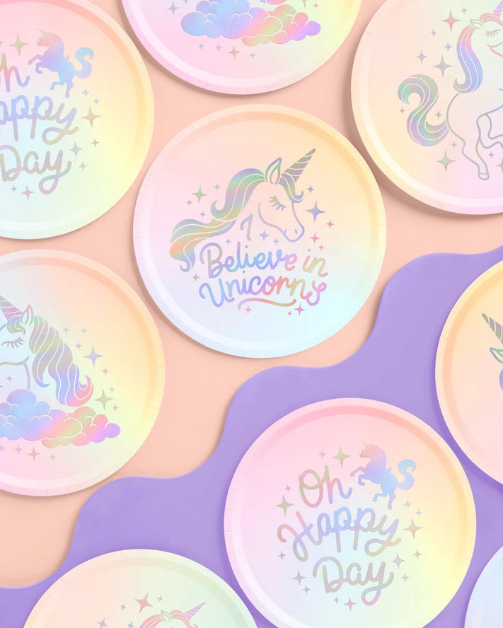 Unicorn Pastel Paper Plates, Birthday Party Supplies, Décor