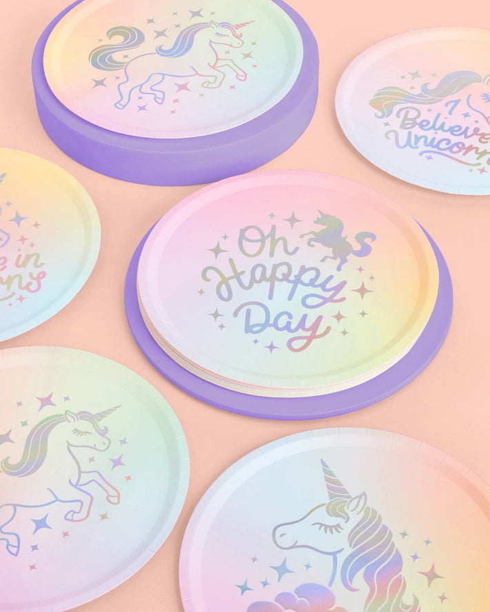 Unicorn Pastel Paper Plates, Birthday Party Supplies, Décor