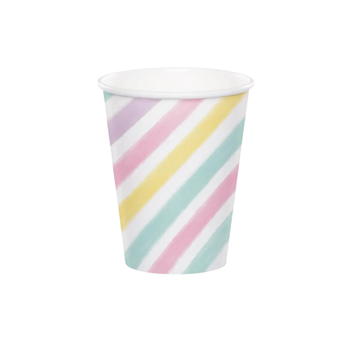 White and Pastels Stripe Cups