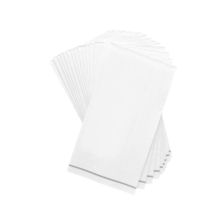 White and Silver Stripe Guest Paper Napkins