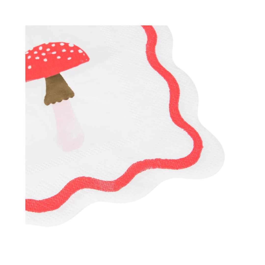 White and Red Mushroom Cocktail Napkins