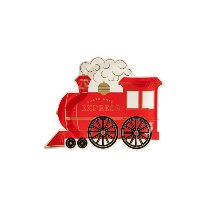 Red North Pole Express Train Shaped Large Dinner Plates