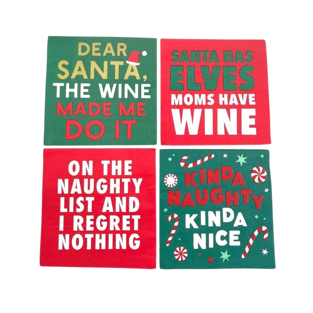 Red "I Regret Nothing" Holiday Cocktail Napkins