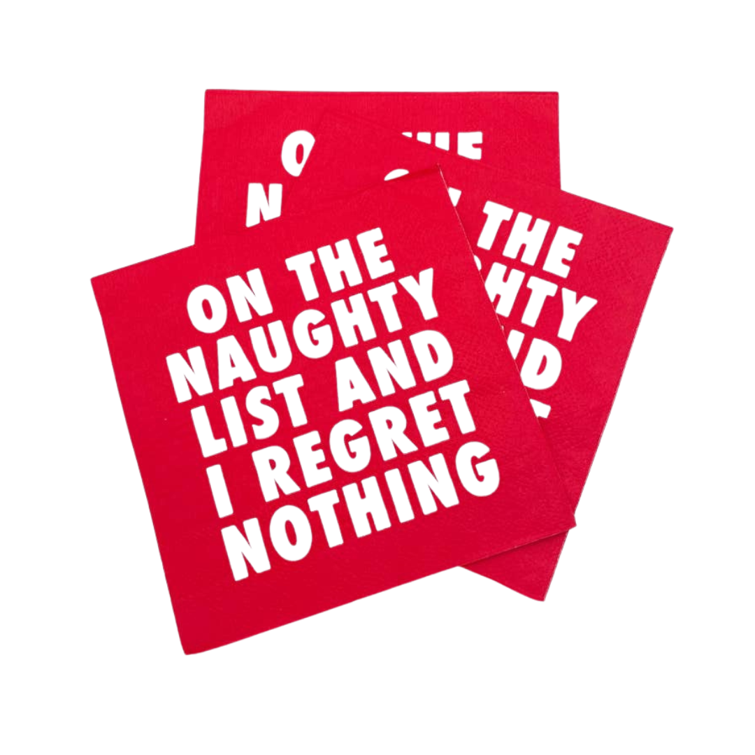 Red "I Regret Nothing" Holiday Cocktail Napkins