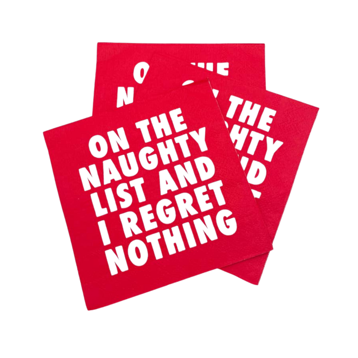 Red "I Regret Nothing" Holiday Cocktail Napkins