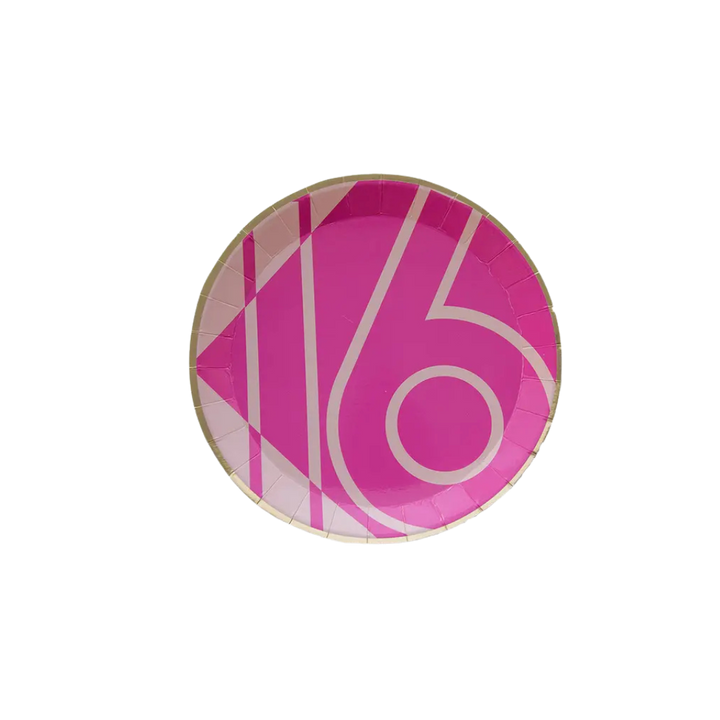 Pink Milestone Sweet 16 Plates - 2 Sizes