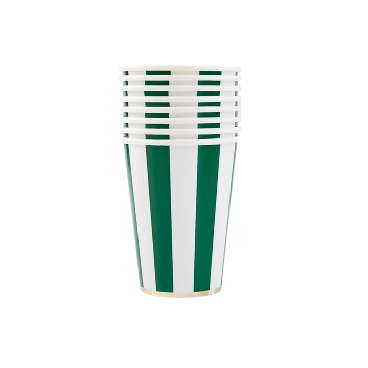 Emerald Green Cabana Stripe Cups