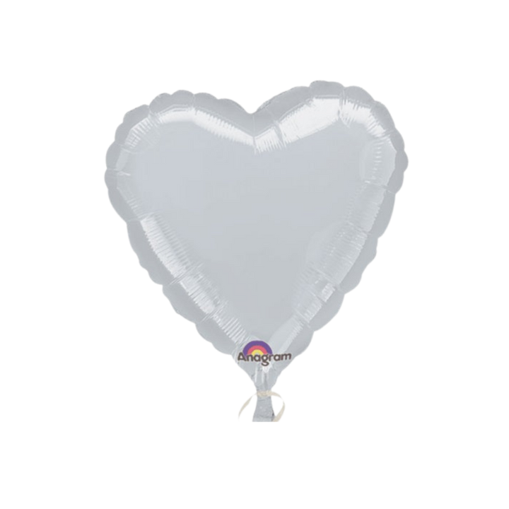 Silver Heart Foil Balloon, 18in