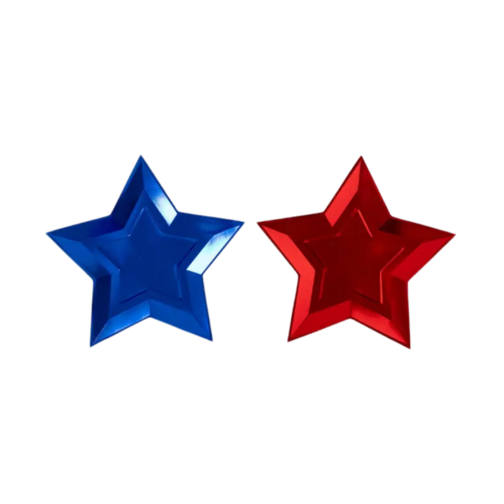 Blue and Red Star Shaped Large Dinner Plates