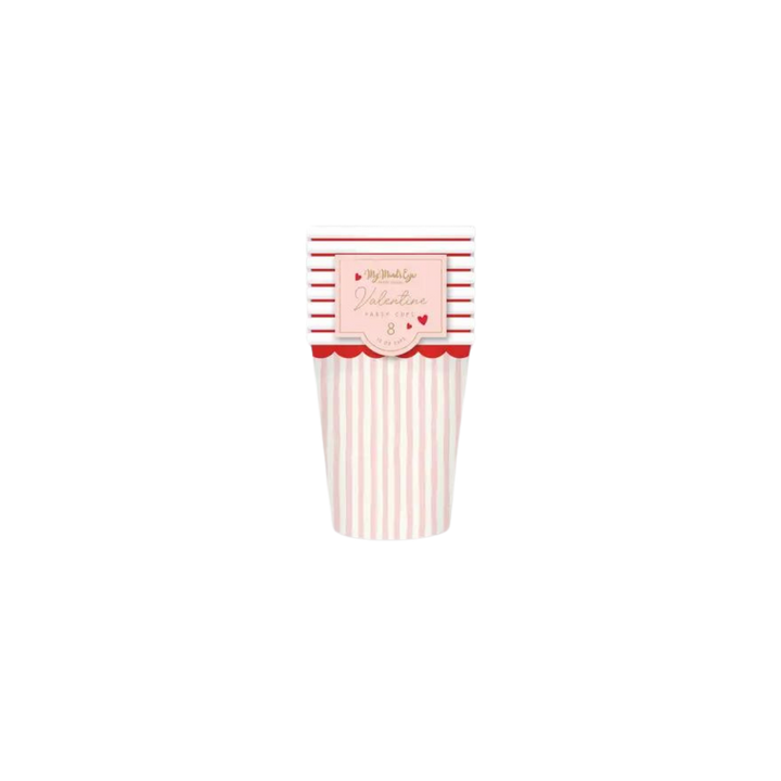 Pink and White Stripe Cups