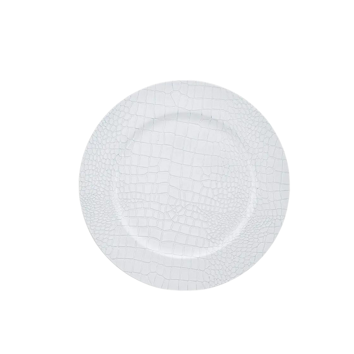 White Snake Skin Look Round Plastic Charger Plate