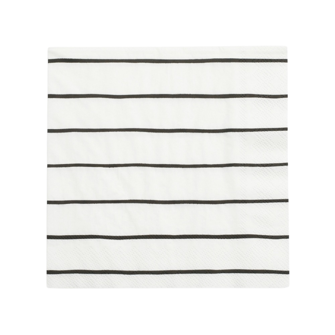 White and Green  Striped Dinner Napkins