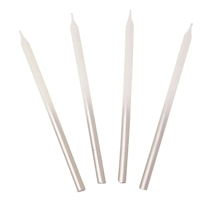 White and Silver Birthday Candles - (16pk)