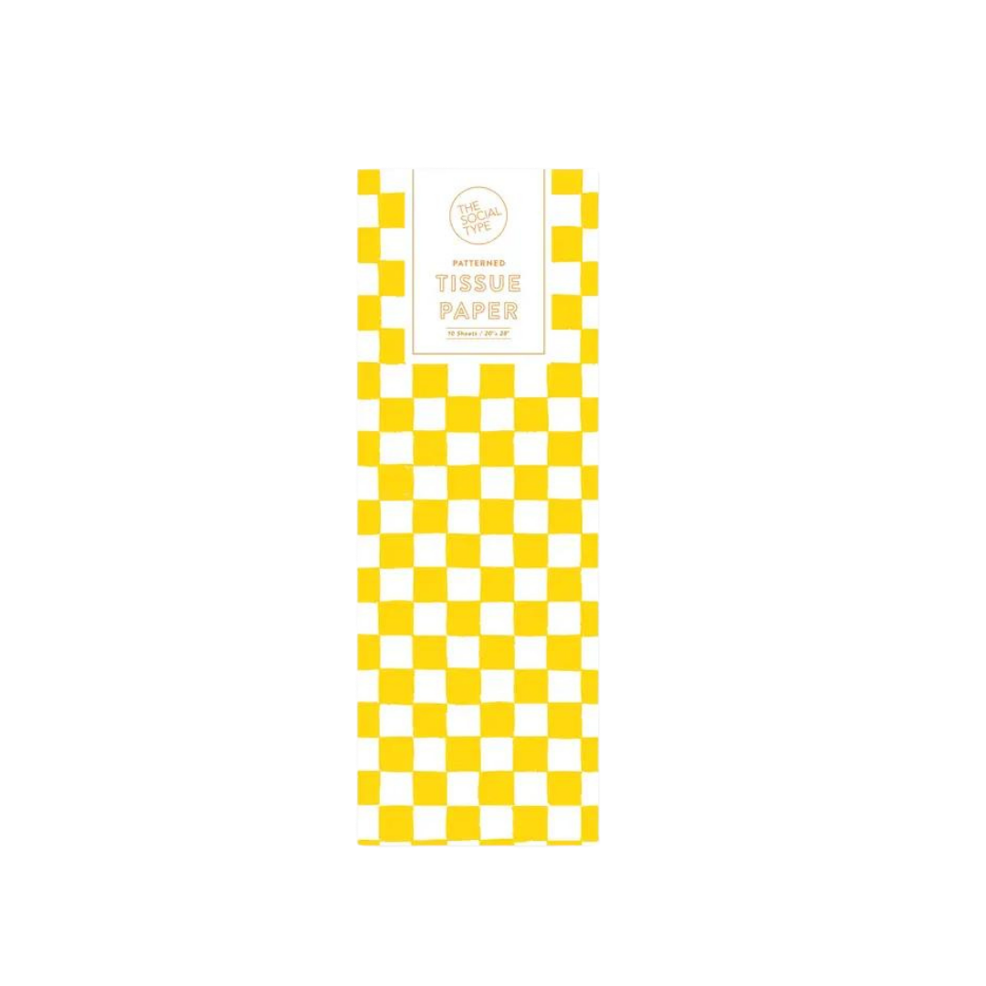 Yellow Checker Tissue Paper