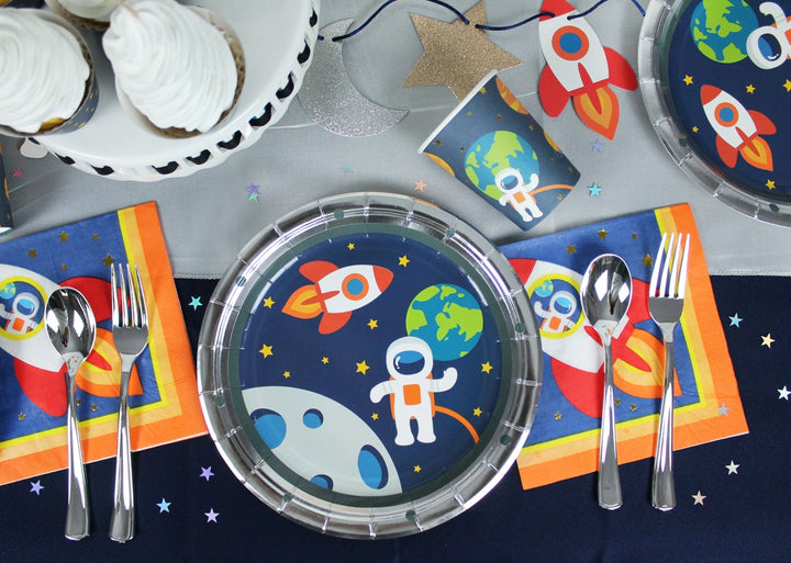 Blue Space Party Dinner Plates