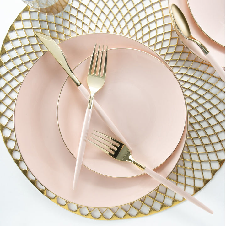 Blush and Gold Plastic Cutlery Set - 32 pcs