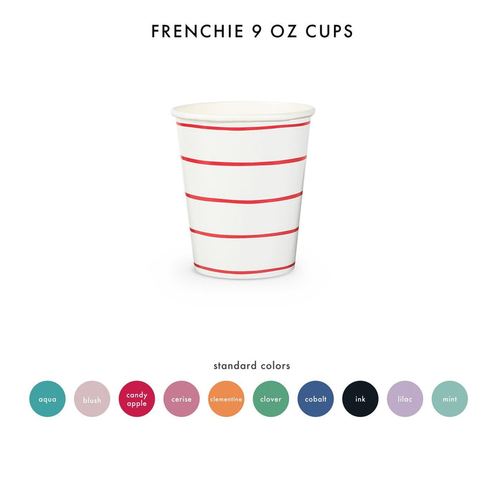 White and Green Frenchie Striped Cups