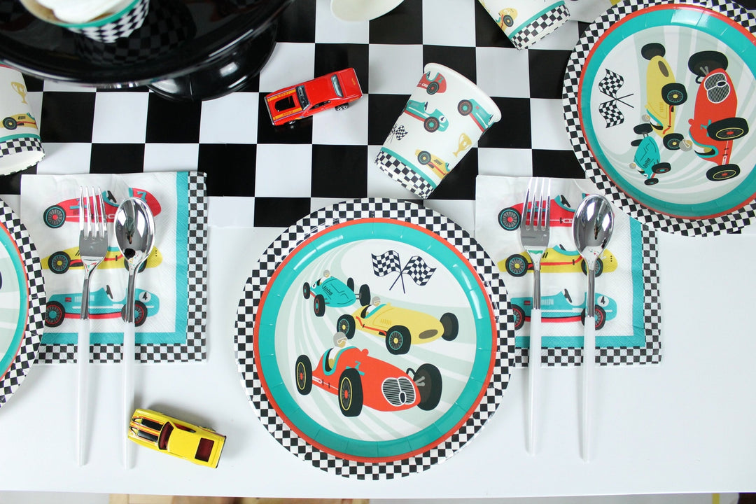 Green Vintage Race Car Plates, 12 Ct