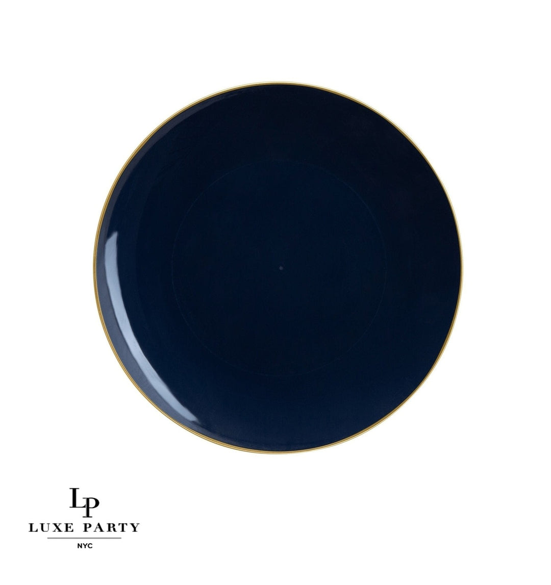 Navy Gold Rimmed Plastic Plates - 2 Sizes