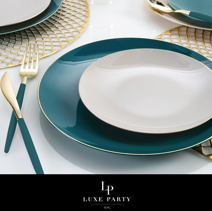 Teal and Gold Chic Plastic Cutlery Set - 32 pcs