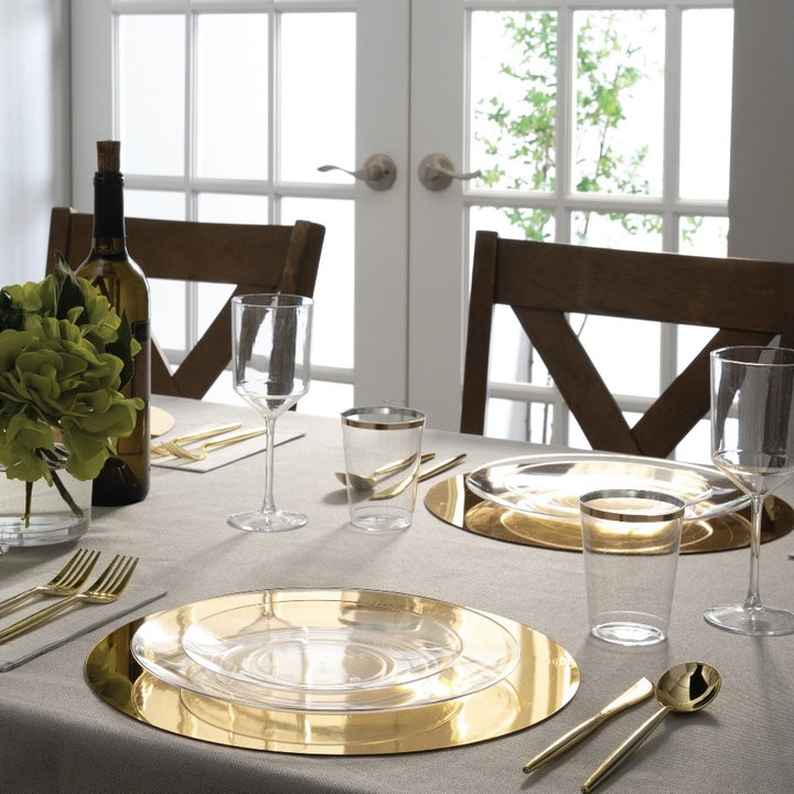 Clear Gold Rimmed Plastic Plates - 2 Sizes