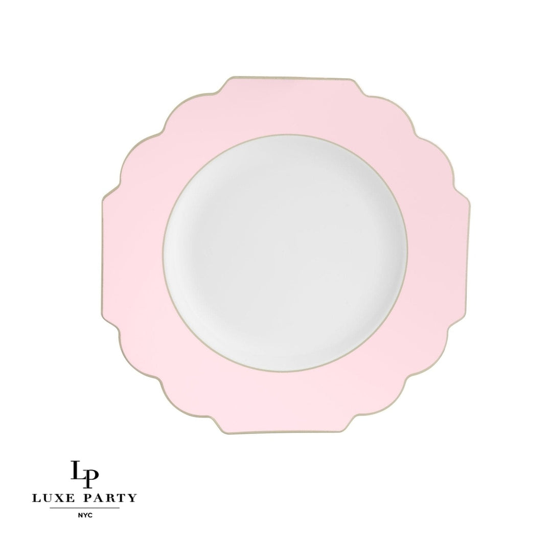 Blush Scalloped Gold Rimmed Plastic Plates - 2 Sizes