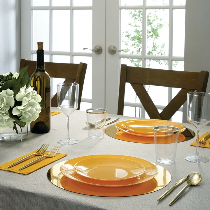 Yellow Gold Rimmed Plastic Plates - 2 Sizes