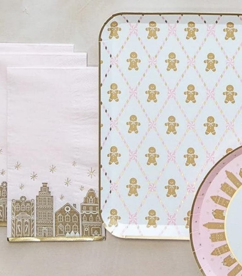 Pink and Brown Gingerbread Guest Napkins