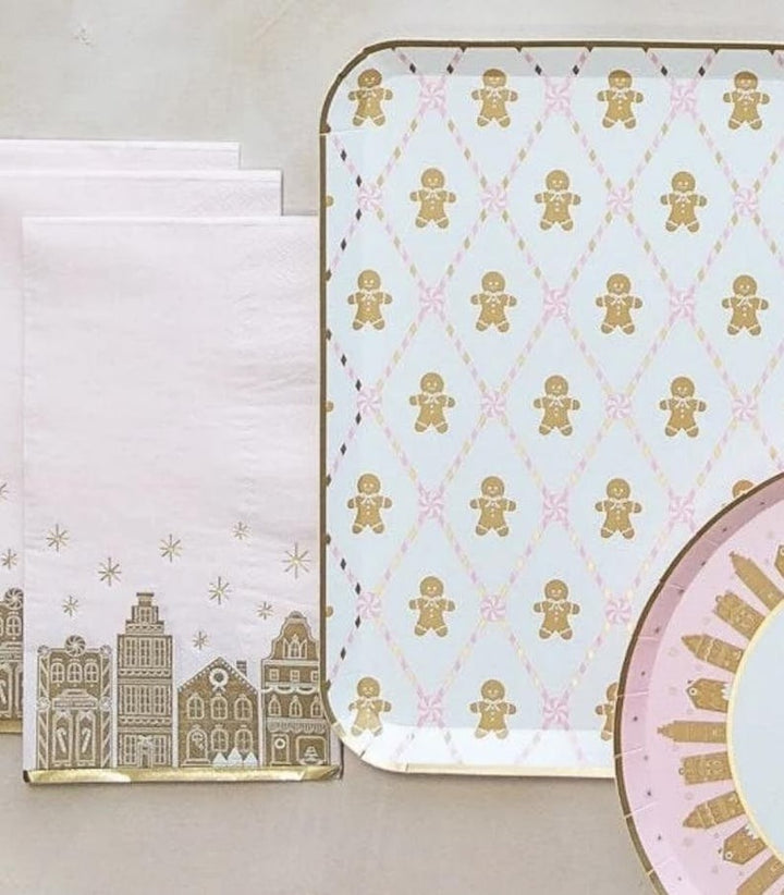 Pink and Brown Gingerbread Guest Napkins