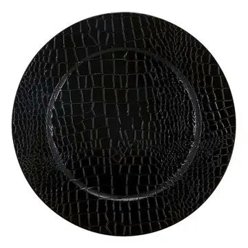 Black Snake Skin Look Round Plastic Charger Plate | 1 Charger
