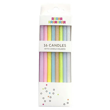 Tall Pastel Rainbow Gradient Candle Set - (16pk)