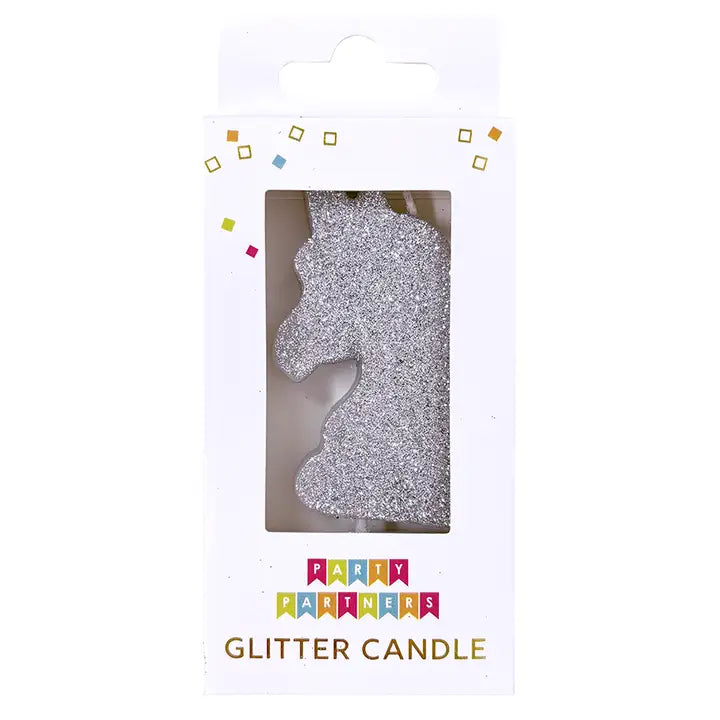 Silver Glitter Number 0-9 Candle Set